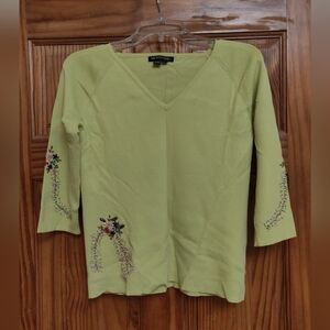 Attitude Light Green Embellished 3/4 Sleeve Top